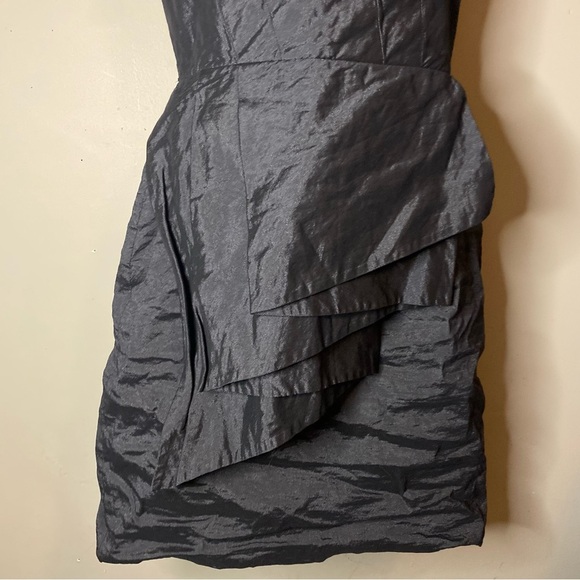 BCBGMAXAZRIA Black Strapless Ruched Pleated Mini Cocktail Black Dress - Picture 3 of 9